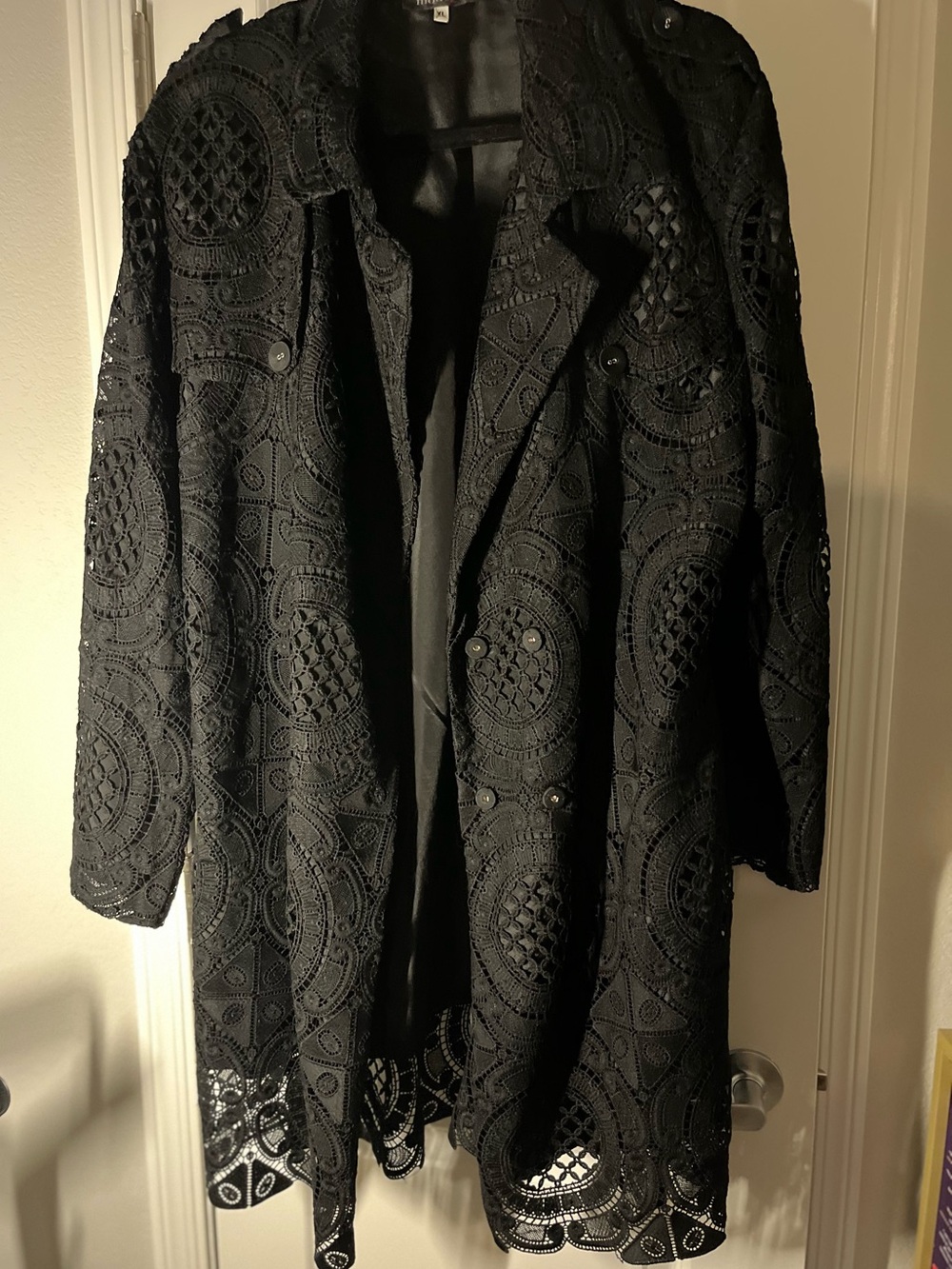 Modella Black Lace Trench Coat
